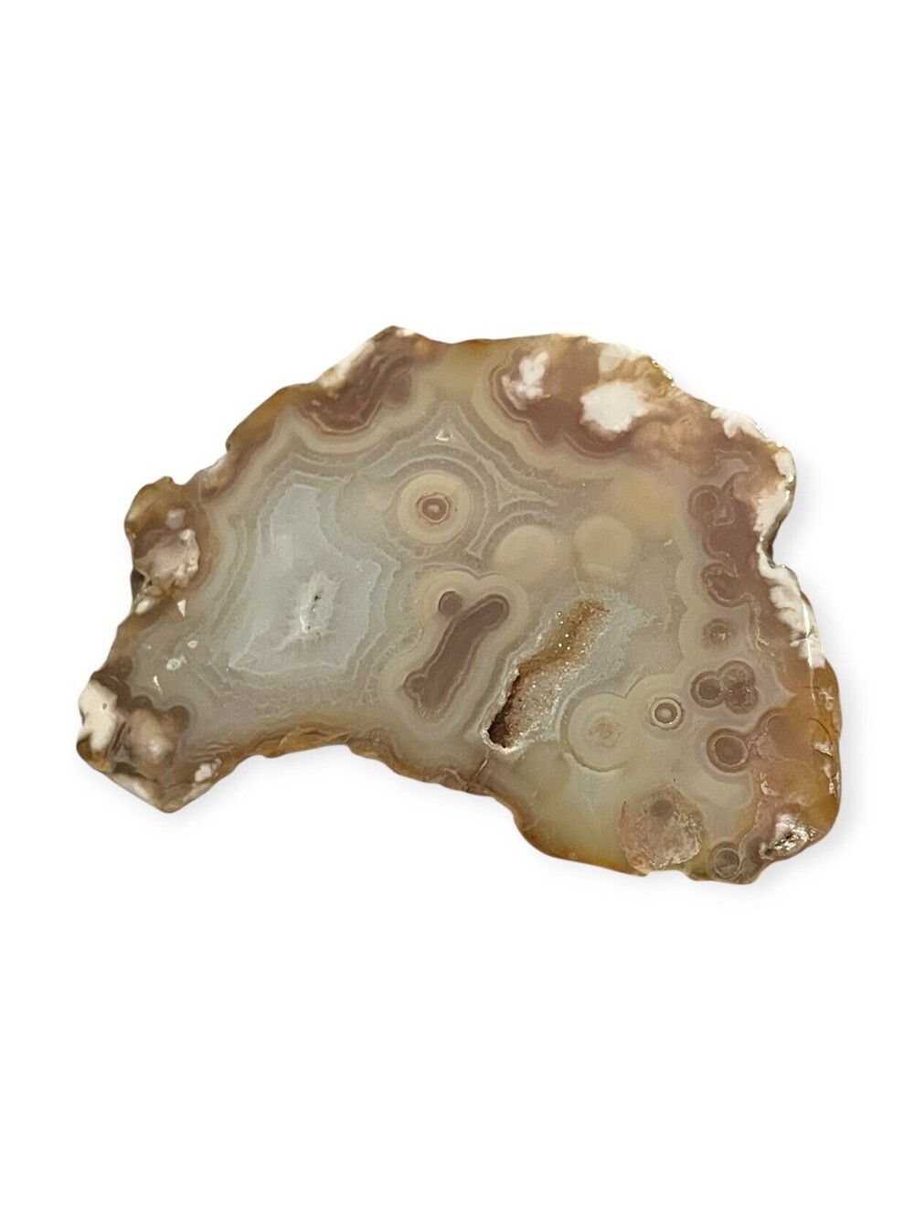 Large Polished Agate Slab with Druzy Crystal Pocket Natural Specimen